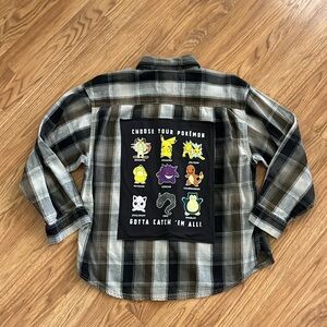 Pokemon Flannel Shirt upcycled one of a kind unisex Levi's Size Medium M